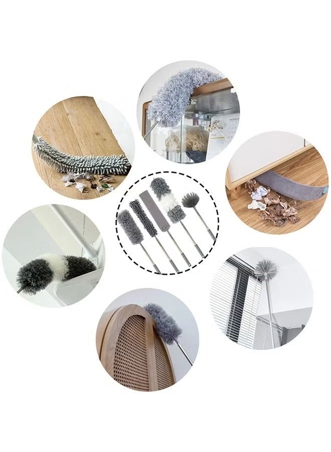 Haidue 11PCS Extendable Microfiber Duster Kit, 80-250cm Telescoping Cleaning Duster with Bendable Head, Washable Dust Brush for Ceiling Fan, Blinds, Furniture, Cobwebs, Car Interior - Reusable Dusting Tools for Home & Office - Image 2